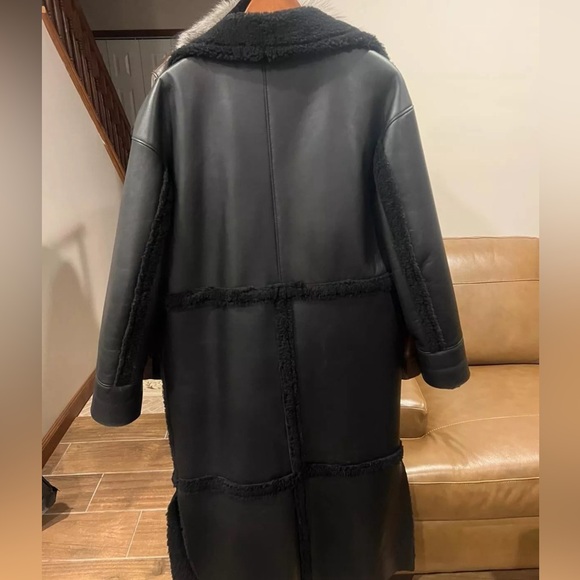 New Men's  Jacket Sueded Cashmere Winter Reversible Trench Coat Outwear Black - Picture 3 of 4